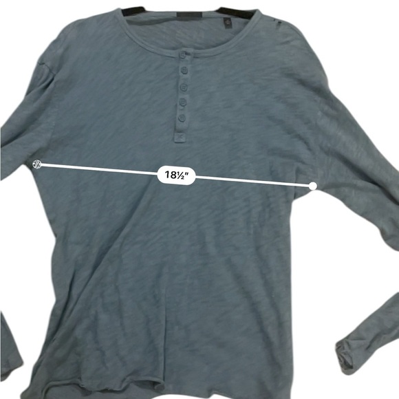 ATM distressed Henley Dexter Kill shirt half button long sleeve blue grey large - Picture 6 of 12